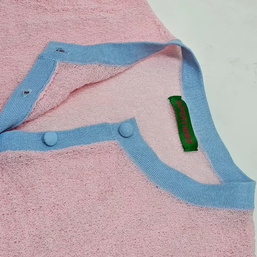 [BUNJANG] SUPERTHANKS Linen Cardigan / SUPERTHANKS 슈퍼띵스 핑크 배색 린넨 가디건 (25년)