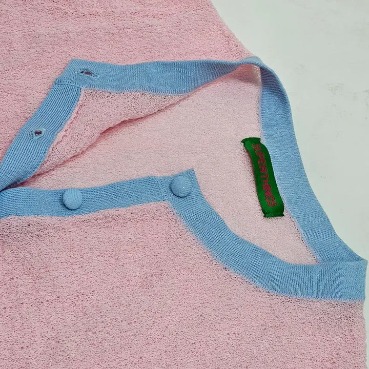 [BUNJANG] SUPERTHANKS Linen Cardigan / SUPERTHANKS 슈퍼띵스 핑크 배색 린넨 가디건 (25년)