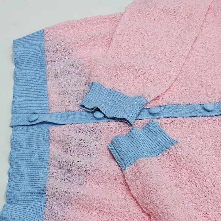 [BUNJANG] SUPERTHANKS Linen Cardigan / SUPERTHANKS 슈퍼띵스 핑크 배색 린넨 가디건 (25년)