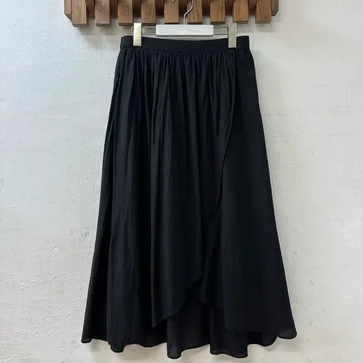 [BUNJANG] Simplicite Black Layered Chiffon Drape Skirt / 일본빈티지 Simplicite 블랙 레이어드 쉬폰 언발 드레이프 스커트