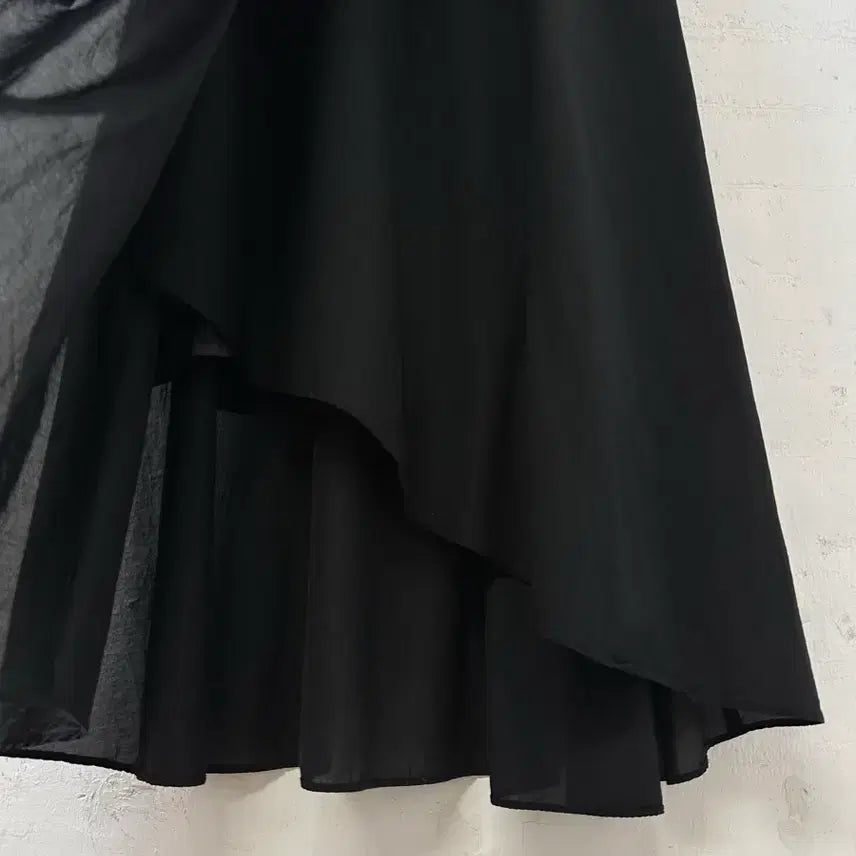 [BUNJANG] Simplicite Black Layered Chiffon Drape Skirt / 일본빈티지 Simplicite 블랙 레이어드 쉬폰 언발 드레이프 스커트