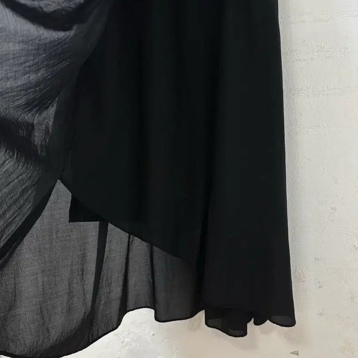 [BUNJANG] Simplicite Black Layered Chiffon Drape Skirt / 일본빈티지 Simplicite 블랙 레이어드 쉬폰 언발 드레이프 스커트