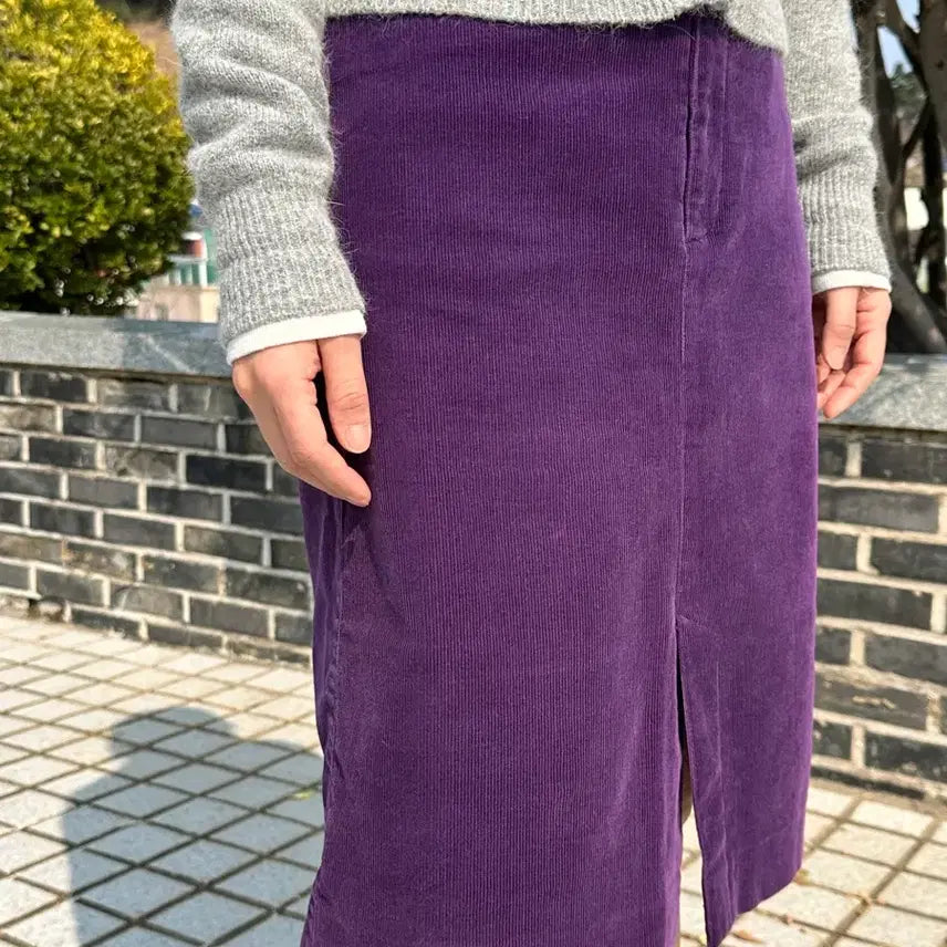[BUNJANG] Purple Corduroy Midi Skirt / 퍼플 코듀로이 미디스커트