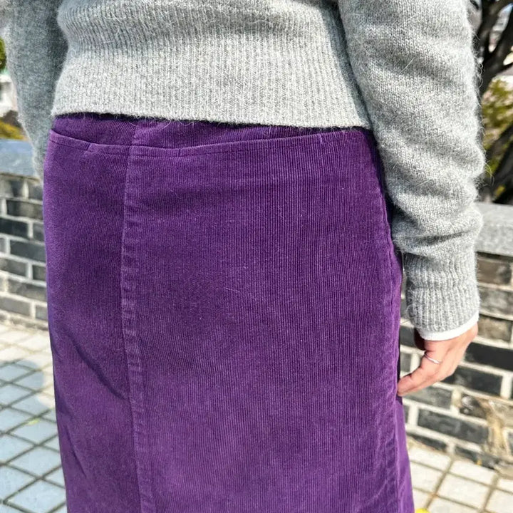 [BUNJANG] Purple Corduroy Midi Skirt / 퍼플 코듀로이 미디스커트