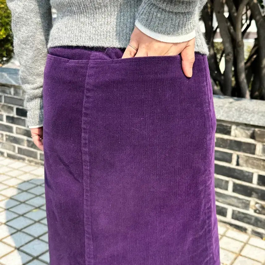 [BUNJANG] Purple Corduroy Midi Skirt / 퍼플 코듀로이 미디스커트