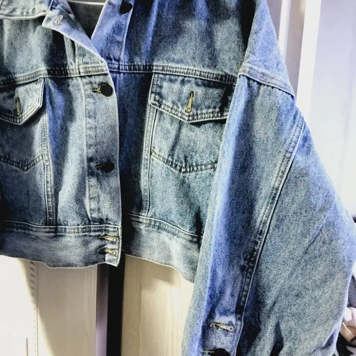 [SOLD OUT] 오버핏  데님 크롭 자켓 청자켓