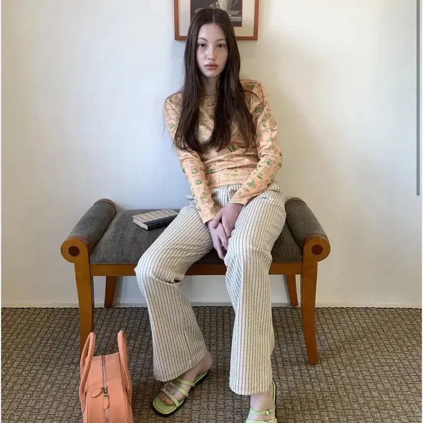 [BUNJANG] SINEINN Stripe Bootcut Pants S / 시눈 스트라이프 부츠컷 팬츠 S