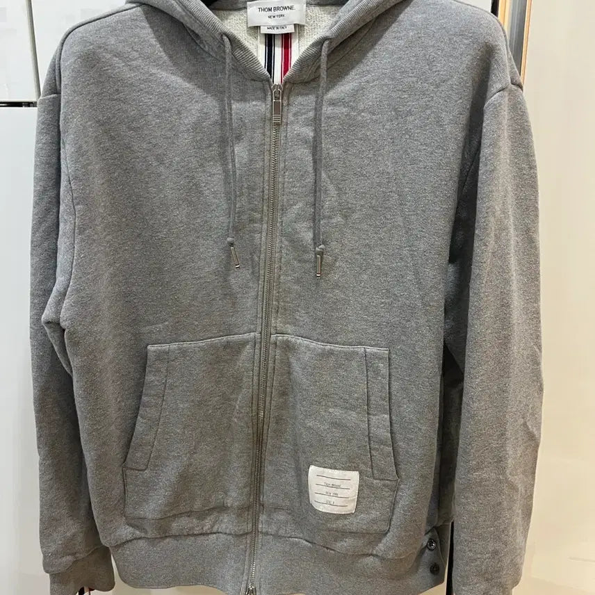 [BUNJANG] Thom Browne Gray Hooded Zip-up Jacket / 톰브라운 백삼선 그레이후드집업 3사이즈