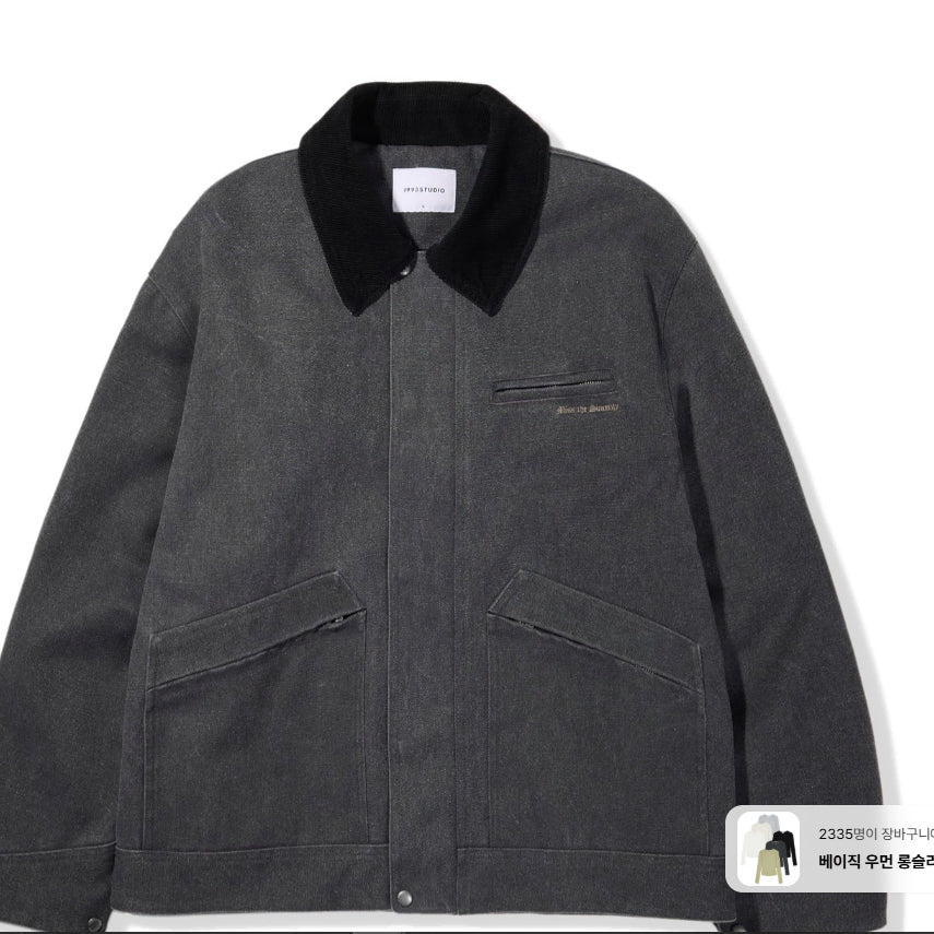 [BUNJANG] 1993 Studio Vintage Washed Work Jacket Charcoal / 1993 스튜디오 빈티지 워싱 워크 자켓_차콜 (L -> M 교환)