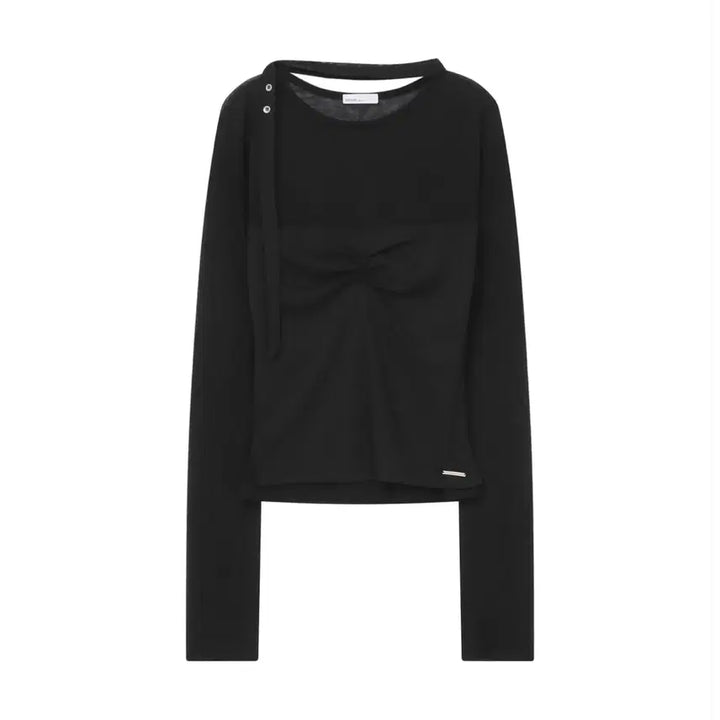 [BUNJANG] Miseki Seoul Sheer Scarf Long Sleeve Black / [새상품] 미세키서울 쉬어 스카프 롱슬리브 블랙