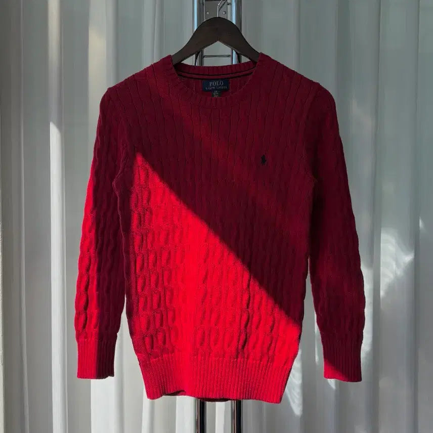 [BUNJANG] Polo Ralph Lauren Cable Knit Sweater / [S]폴로 랄프로렌 꽈배기 케이블 코튼 니트 red