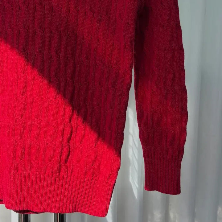 [BUNJANG] Polo Ralph Lauren Cable Knit Sweater / [S]폴로 랄프로렌 꽈배기 케이블 코튼 니트 red