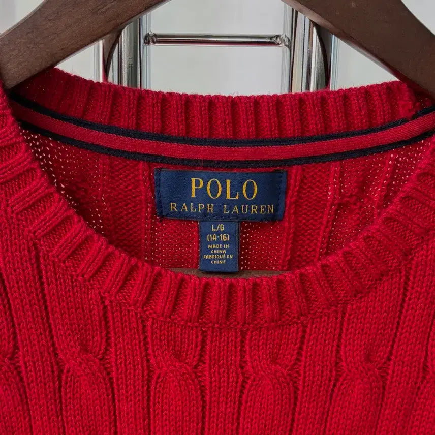 [BUNJANG] Polo Ralph Lauren Cable Knit Sweater / [S]폴로 랄프로렌 꽈배기 케이블 코튼 니트 red
