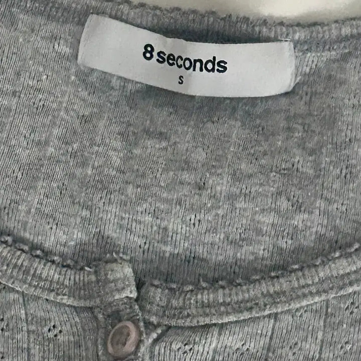 [BUNJANG] 8 Seconds Eyelet Punch Crop Gray Cardigan / 에잇세컨즈 반팔 아일렛 펀칭 포인텔 크롭 회색 가디건