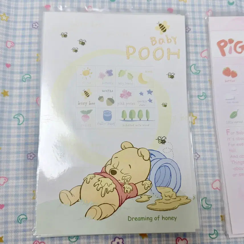 [BUNJANG] Disney Winnie the Pooh Postcard and Sticker / 고전문구 고전 디즈니 푸 푸우 피글렛 엽서 스티커