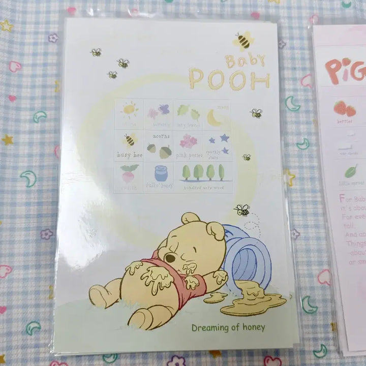[BUNJANG] Disney Winnie the Pooh Postcard and Sticker / 고전문구 고전 디즈니 푸 푸우 피글렛 엽서 스티커