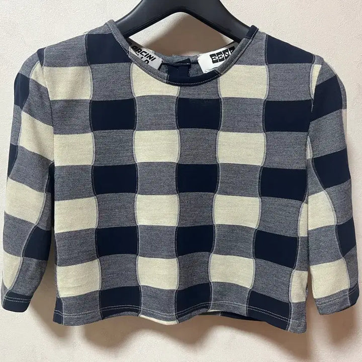 [SOLD OUT] eenk 잉크 urio 유리오 저지 크롭탑 아이보리네이비 체크 xs