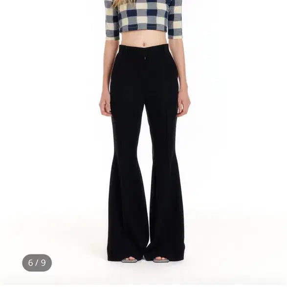 [SOLD OUT] eenk 잉크 urio 유리오 저지 크롭탑 아이보리네이비 체크 xs