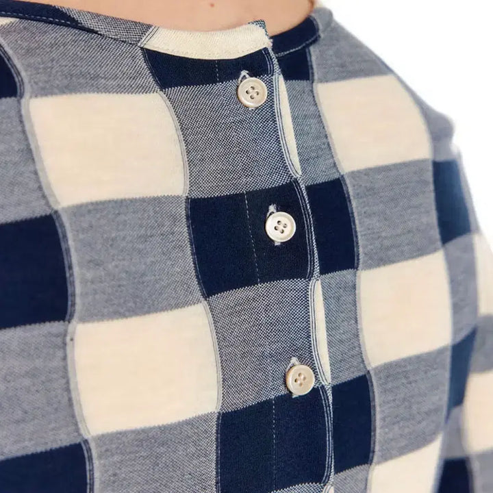 [SOLD OUT] eenk 잉크 urio 유리오 저지 크롭탑 아이보리네이비 체크 xs