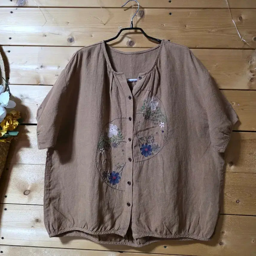 [BUNJANG] Embroidered Linen Shirt / 자수마셔츠