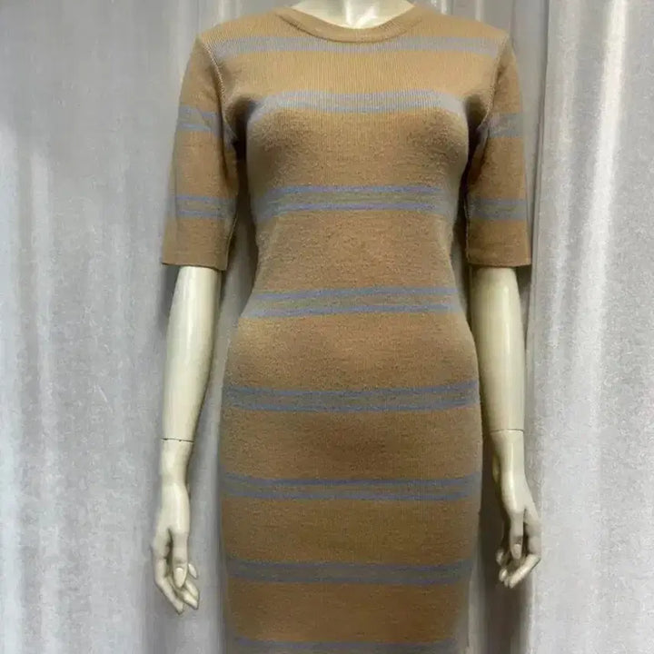 [BUNJANG] Striped Knit Mini Dress / 골지 스트라이프 니트 미니 원피스