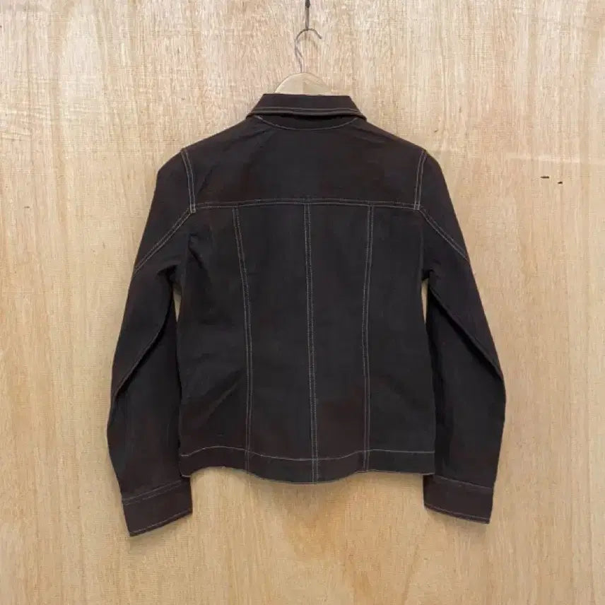 [BUNJANG] Vintage Brown Leather Denim Trucker Jacket / 빈티지 레더 데님 트러커 자켓