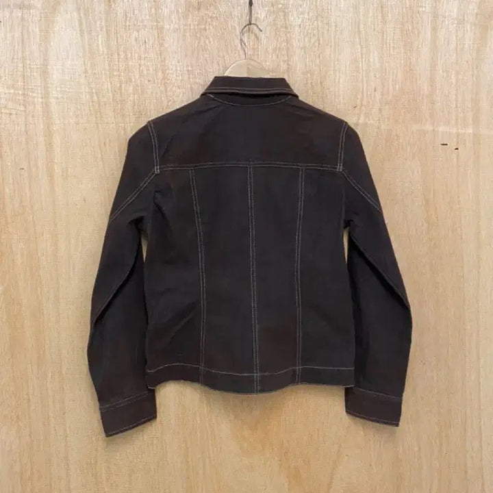 [BUNJANG] Vintage Brown Leather Denim Trucker Jacket / 빈티지 레더 데님 트러커 자켓