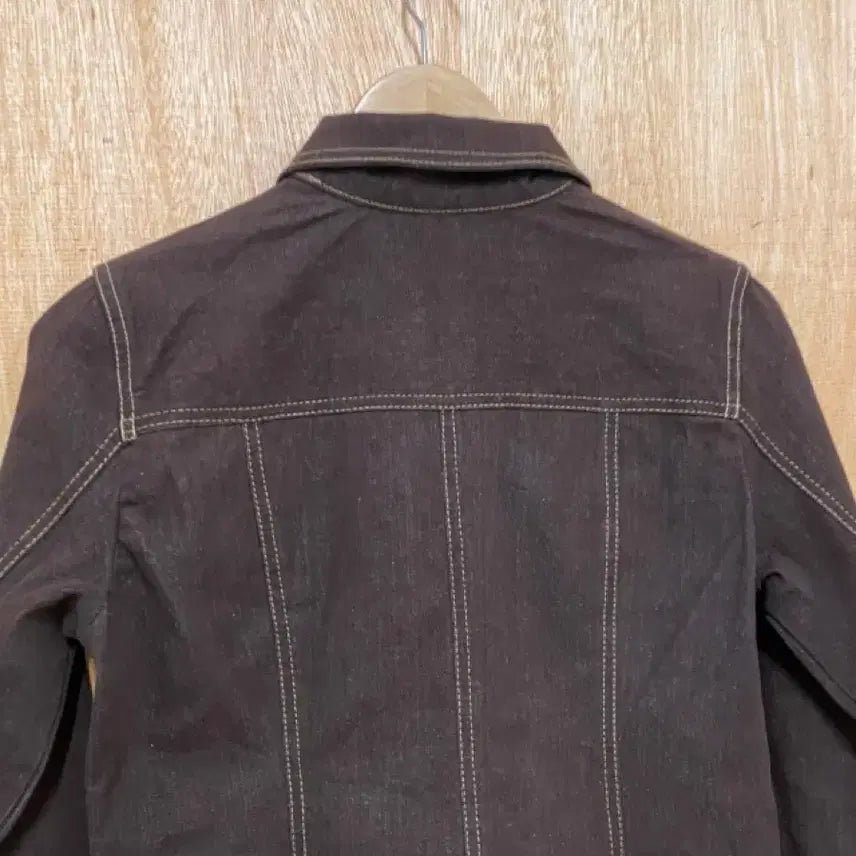 [BUNJANG] Vintage Brown Leather Denim Trucker Jacket / 빈티지 레더 데님 트러커 자켓