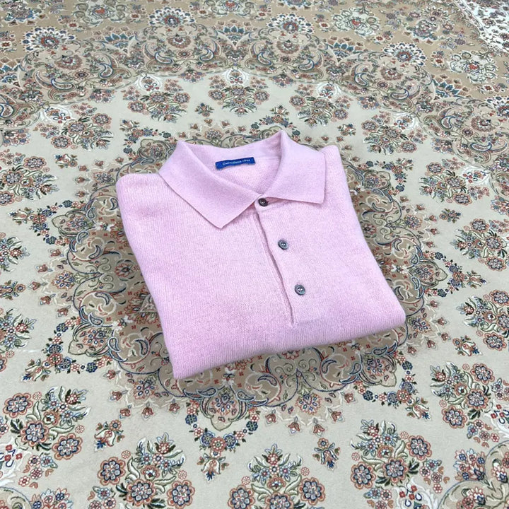 [BUNJANG] Gerchile1944 Baby Pink Wool Collar Neck Knit Sweater / [S등급 IT52] 게르칠레나 이태리 베이비핑크  울 카라넥 니트스웨터