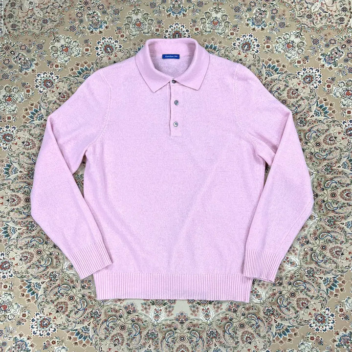 [BUNJANG] Gerchile1944 Baby Pink Wool Collar Neck Knit Sweater / [S등급 IT52] 게르칠레나 이태리 베이비핑크  울 카라넥 니트스웨터