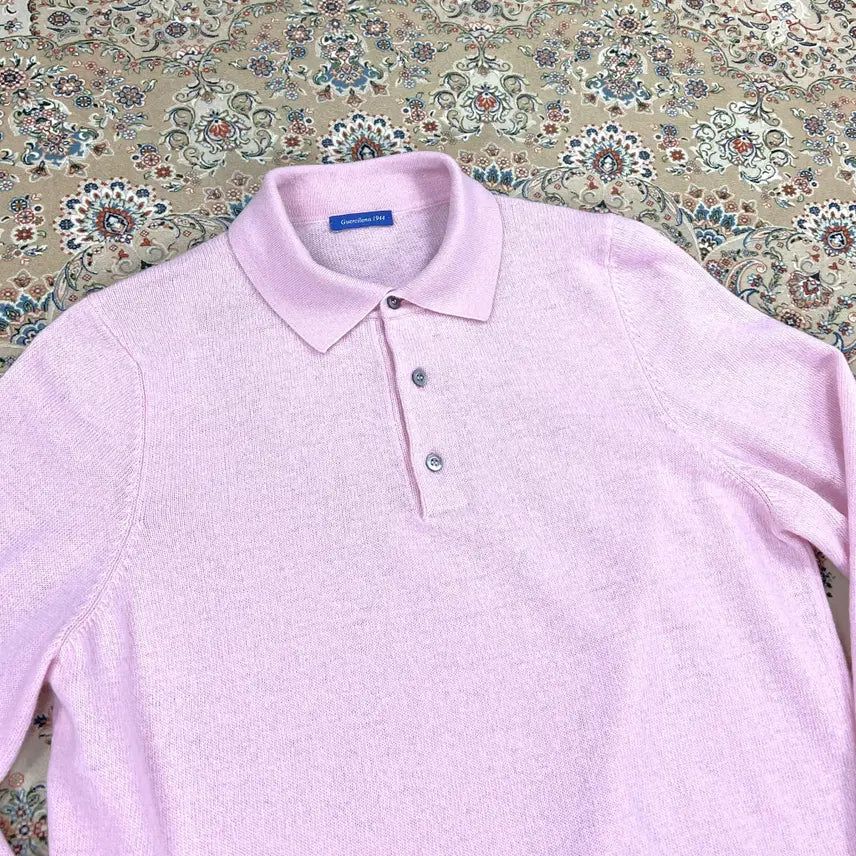 [BUNJANG] Gerchile1944 Baby Pink Wool Collar Neck Knit Sweater / [S등급 IT52] 게르칠레나 이태리 베이비핑크  울 카라넥 니트스웨터