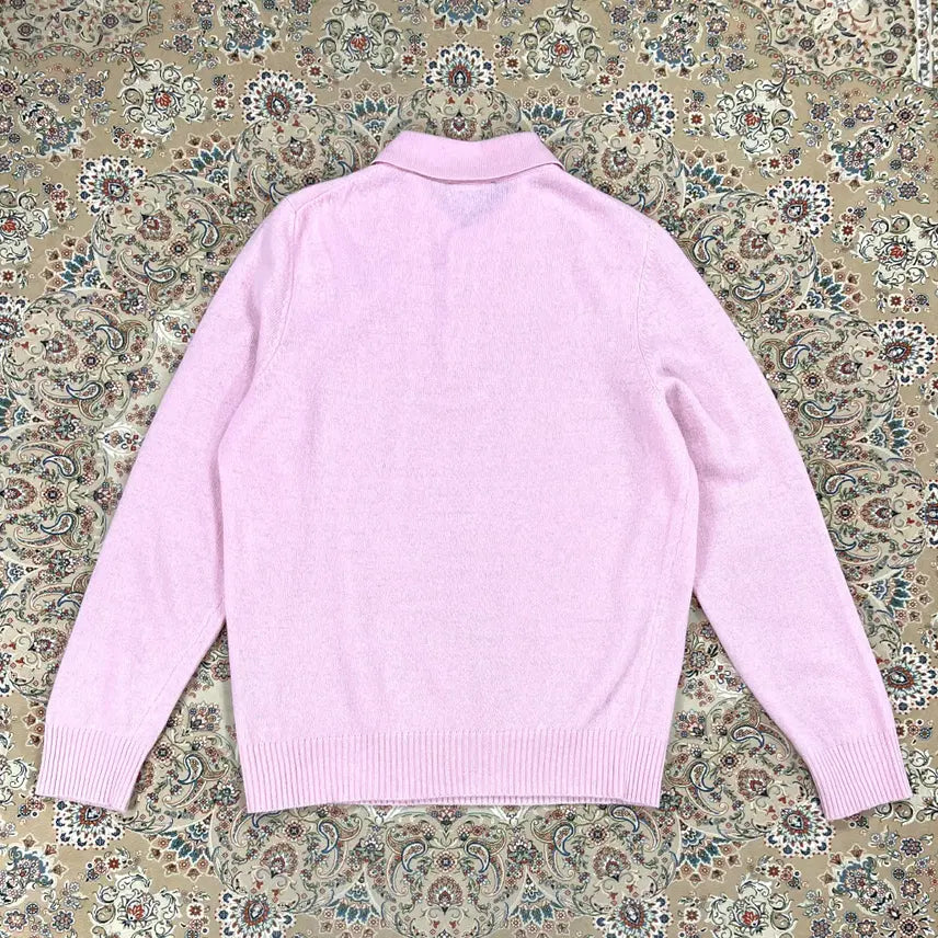 [BUNJANG] Gerchile1944 Baby Pink Wool Collar Neck Knit Sweater / [S등급 IT52] 게르칠레나 이태리 베이비핑크  울 카라넥 니트스웨터