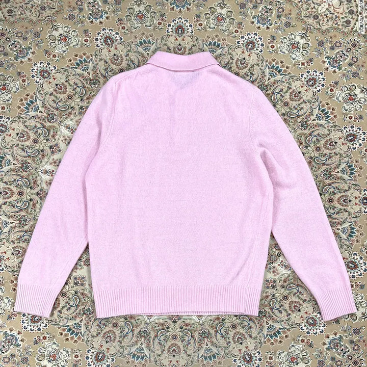 [BUNJANG] Gerchile1944 Baby Pink Wool Collar Neck Knit Sweater / [S등급 IT52] 게르칠레나 이태리 베이비핑크  울 카라넥 니트스웨터