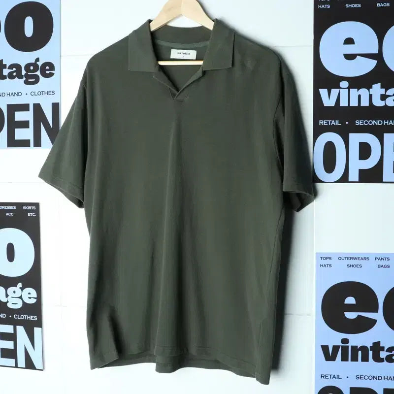 [BUNJANG] Lap12 Khaki Short Sleeve Polo Shirt (XL-3XL) / (XL-3XL) 랩12 반팔 카라 티셔츠 카키 빅사이즈 노코어-17BC5