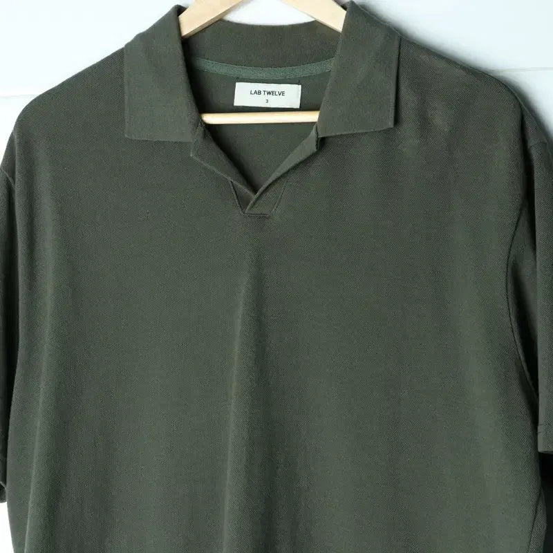 [BUNJANG] Lap12 Khaki Short Sleeve Polo Shirt (XL-3XL) / (XL-3XL) 랩12 반팔 카라 티셔츠 카키 빅사이즈 노코어-17BC5