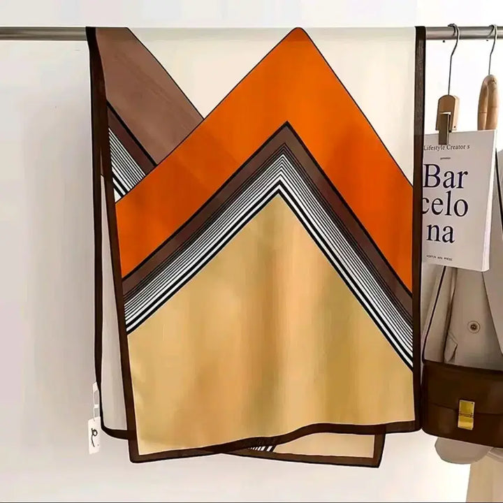 [BUNJANG] Patterned Silk Scarf / 패턴 스카프 오렌지/아이보리 실크