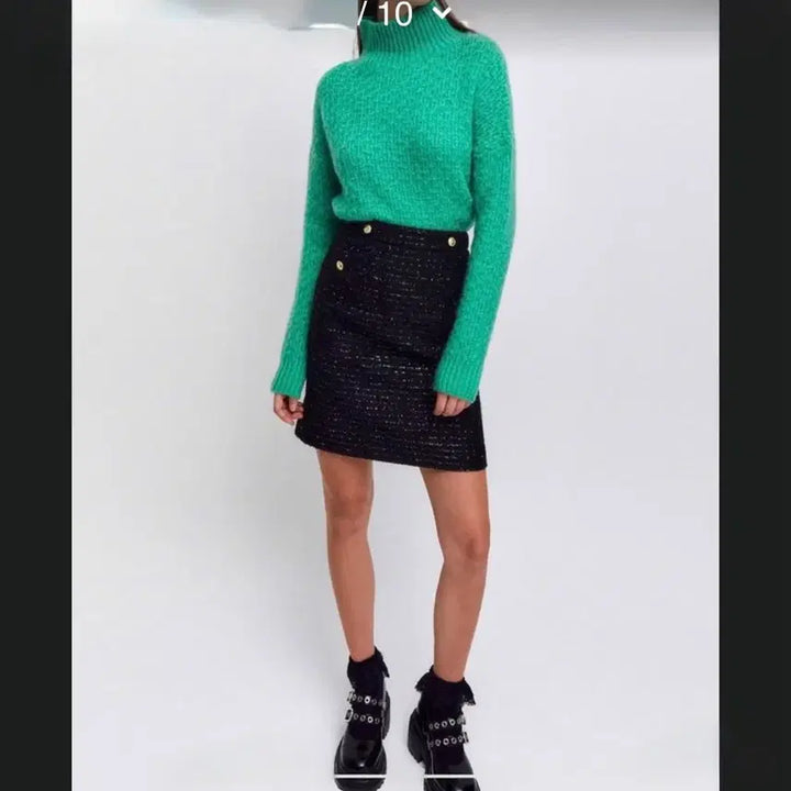[BUNJANG] Maje Pearl Tweed Button Skirt / maje 마쥬 펄 트위드 버튼 스커트