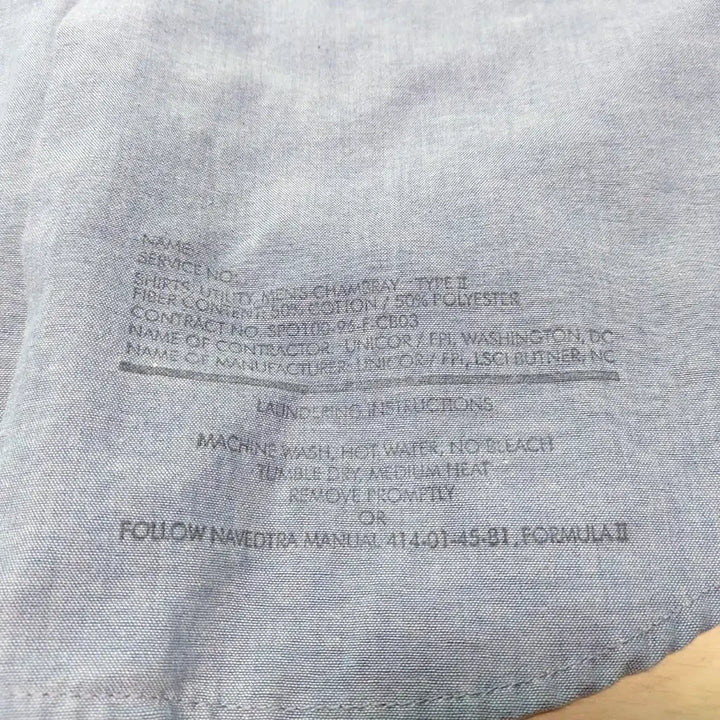 [BUNJANG] US Navy Chambray Deadstock Shirt / 미해군 지급용 샘브레이 (샴브레이) 데드스탁 셔츠 판매