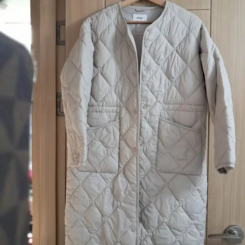 [BUNJANG] Pollygen Quilted Long Coat Ivory / 폴리젠 퀼팅 롱 코트 아이보리