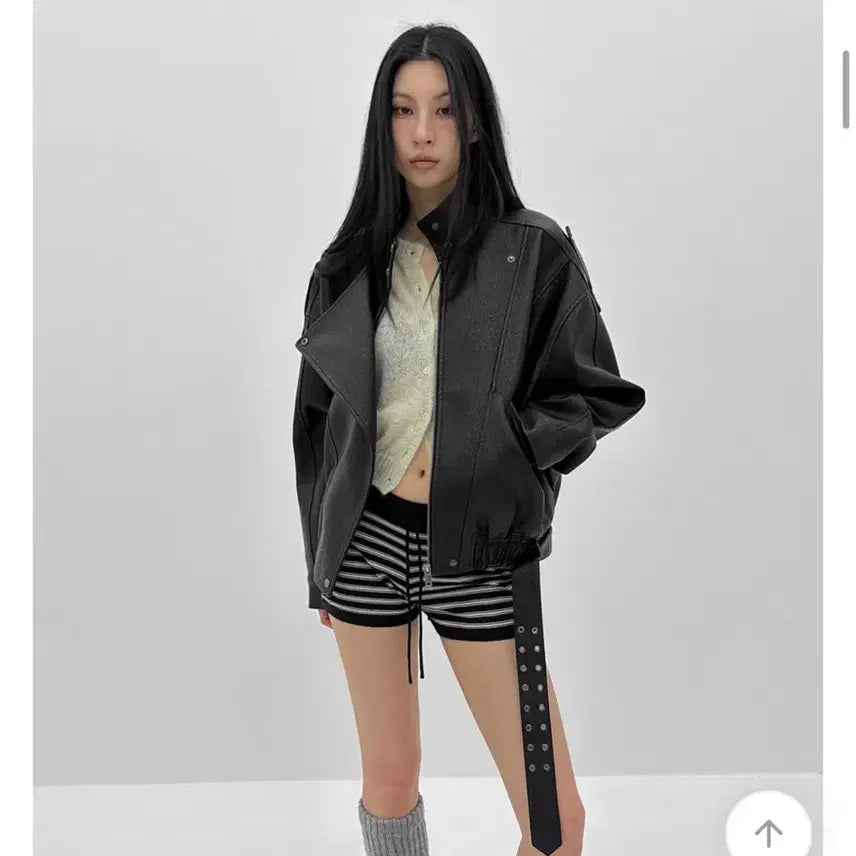 [BUNJANG] Black Up Webletum High Neck Leather Jacket / 블랙업 위블텀 하이넥 레더점퍼