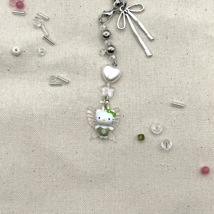 [BUNJANG] Kitty Wing Fairy Keyring Strap / 날개 요정 키티 키링 스트랩 리본 하트
