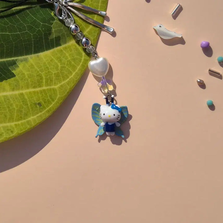 [BUNJANG] Kitty Wing Fairy Keyring Strap / 날개 요정 키티 키링 스트랩 리본 하트