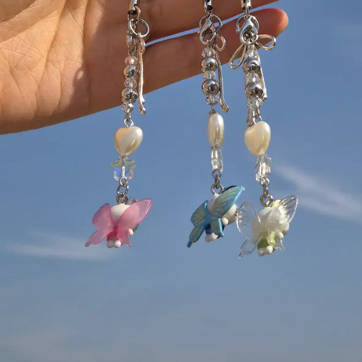 [BUNJANG] Kitty Wing Fairy Keyring Strap / 날개 요정 키티 키링 스트랩 리본 하트