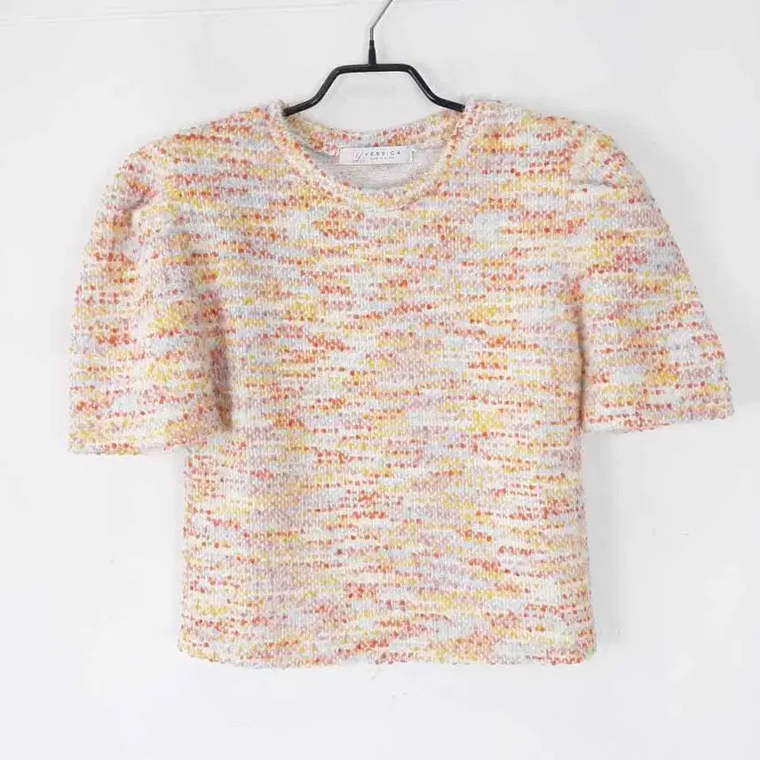 [BUNJANG] Jessica Crop Short Sleeve Knit Top / 예시카 크롭 반팔니트 F