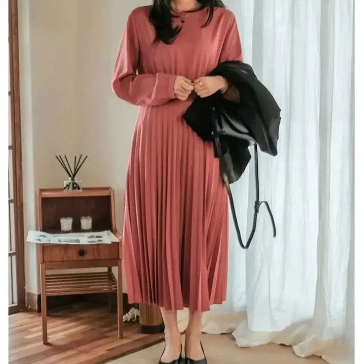 [BUNJANG] Unbranded Chiffon Pleated Long Dress / 프리사이즈 쉬폰 플리츠 롱원피스 ( 여유핏)