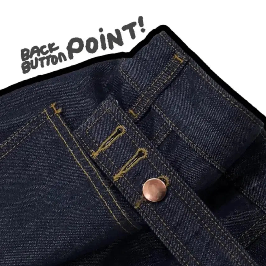 [BUNJANG] Unbranded Wide Leg Jeans S Dark Blue / 비조버튼 와이드 팬츠 S 진청