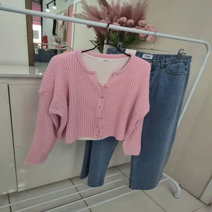 [SOLD OUT] 루즈핏 브이넥 니트 가디건 여리핏  데일리 가디건