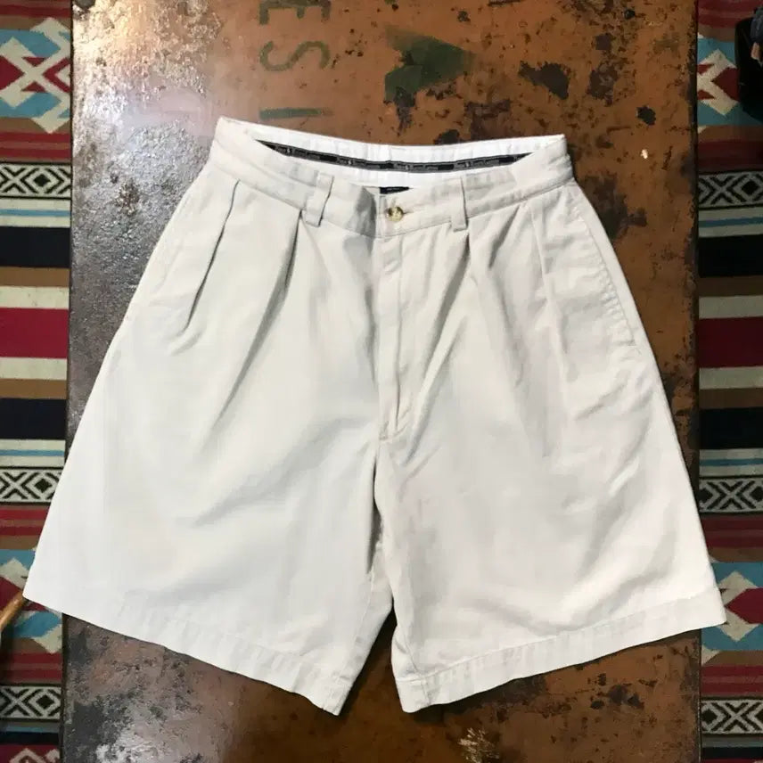 [BUNJANG] Polo Ralph Lauren Beige Pleated Chino Shorts / 폴로랄프로렌 베이지 투턱 핀턱 치노 숏 팬츠 반바지 허리 28 사이즈