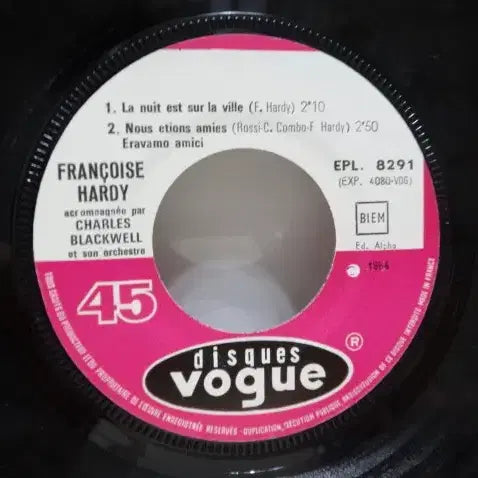 [BUNJANG] Francoise Hardy 1964 France EP Vinyl Record / (7인치 EP) Francoise Hardy 1964년 FRANCE 초반
