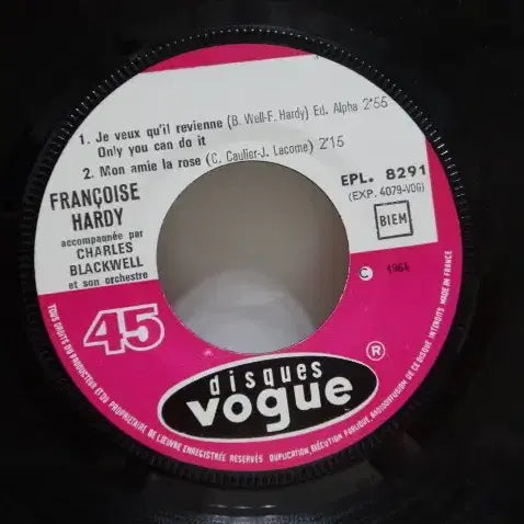 [BUNJANG] Francoise Hardy 1964 France EP Vinyl Record / (7인치 EP) Francoise Hardy 1964년 FRANCE 초반